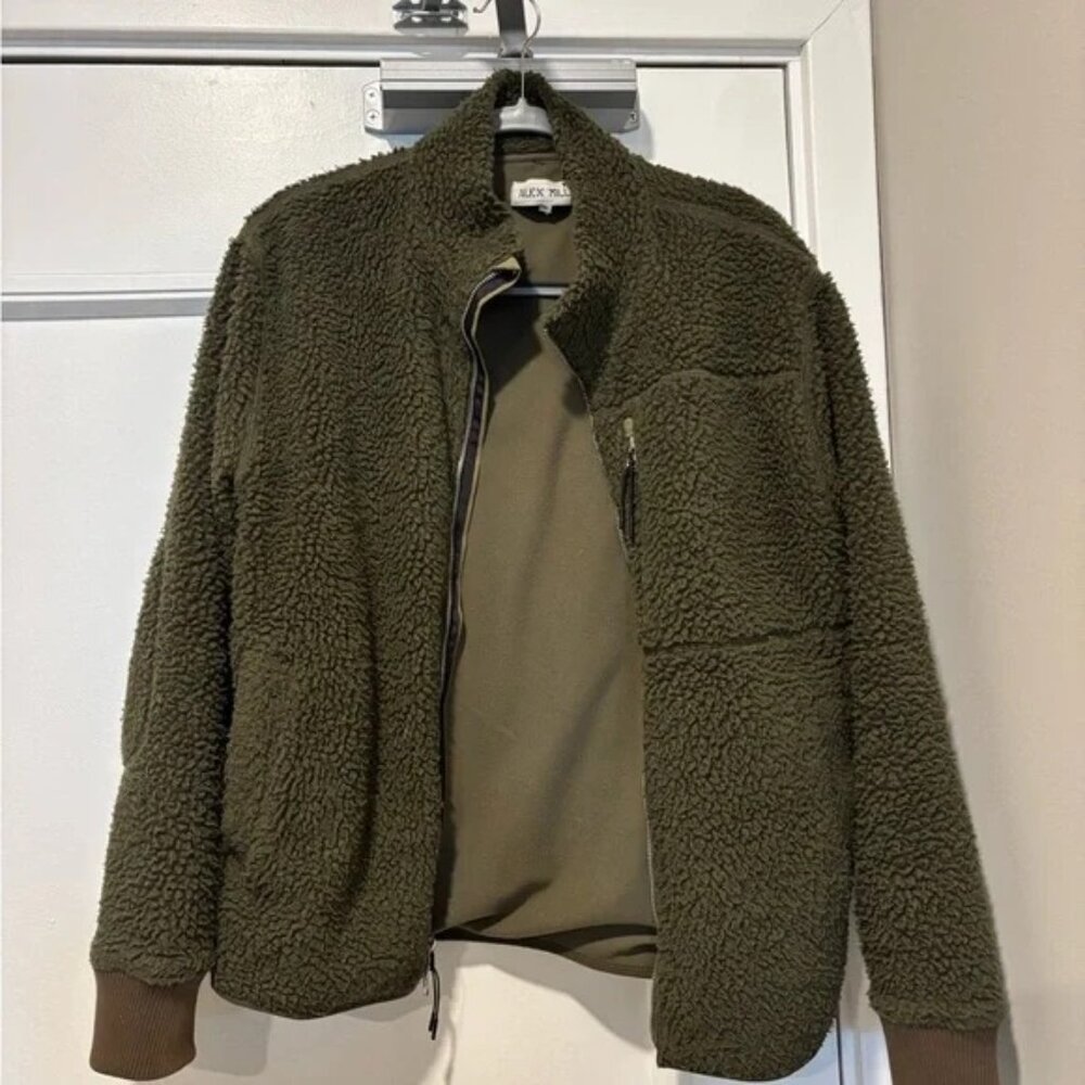 Alex Mill Olive Green Sherpa Fleece Jacket – Unisex M